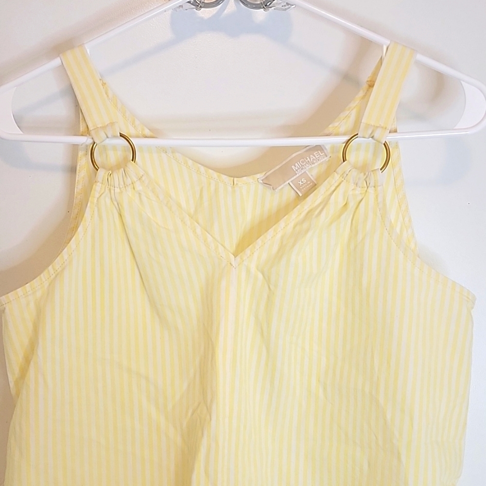 Michael Kors Yellow and White Striped Blouse-Size XS